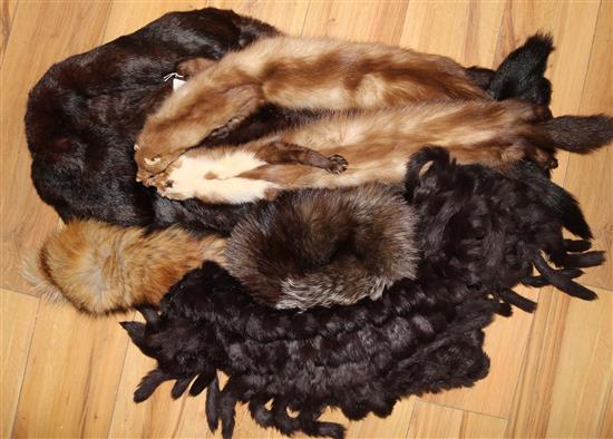 Mixed fox tails, stoles, etc